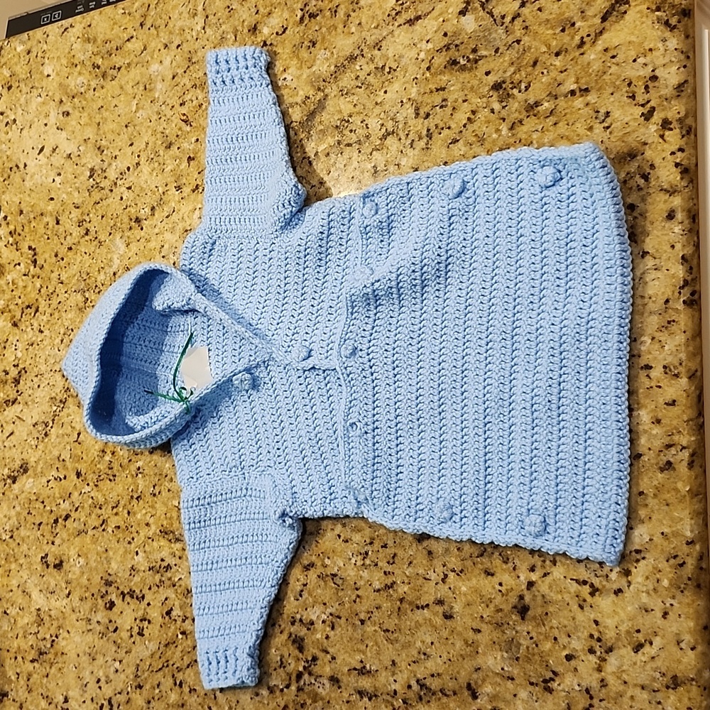 Blue crocheted Bunting new
